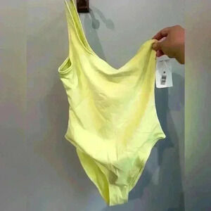 Good American Yellow One Piece/One Strap Swimsuit
